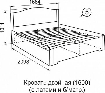 Кровать двуспальная c латами (1600) Виктория №5